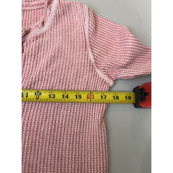 Y2K Free People FP One Colt Waffle Knit Henley S Bohemian Thermal Festival - Picture 13 of 14